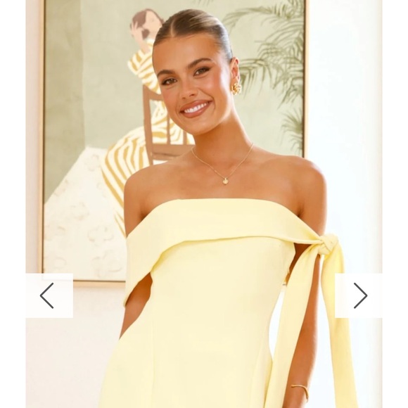 Billy J- Halen Off Shoulder Mini Dress - Lemon - Picture 2 of 3